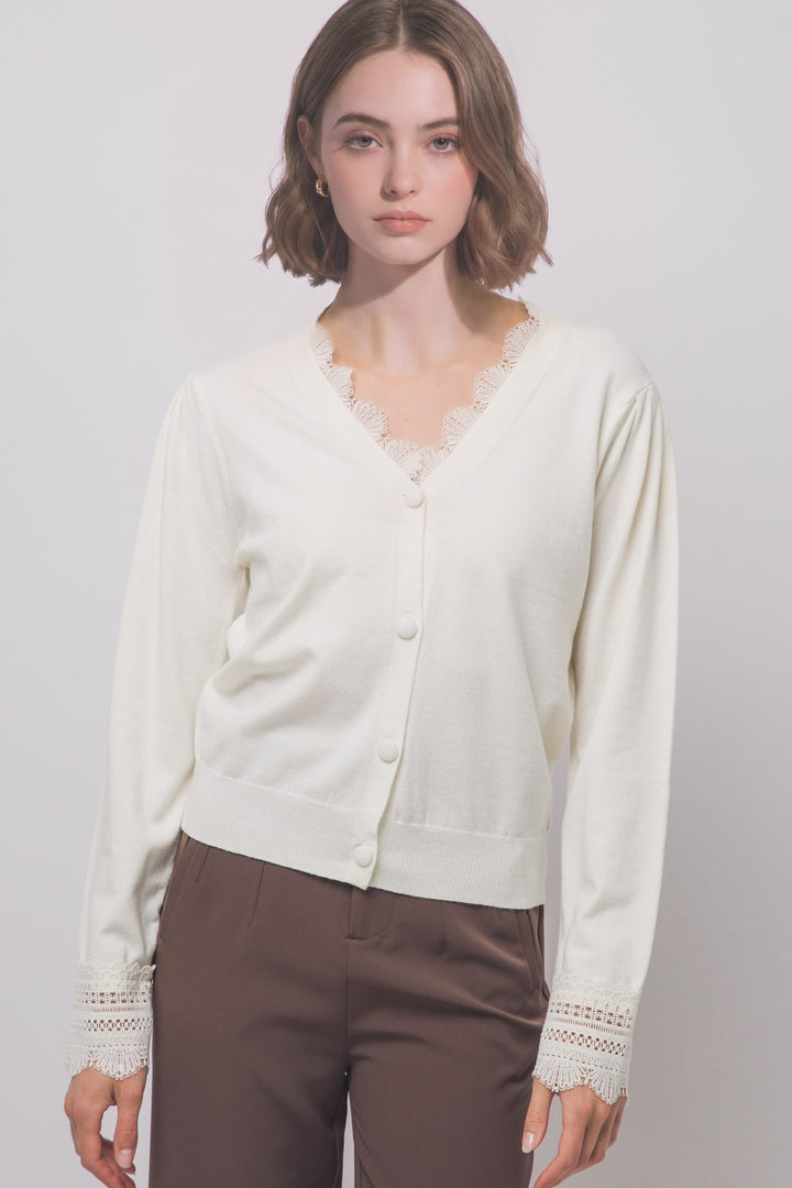 Ivory Lace Knit Cardigan