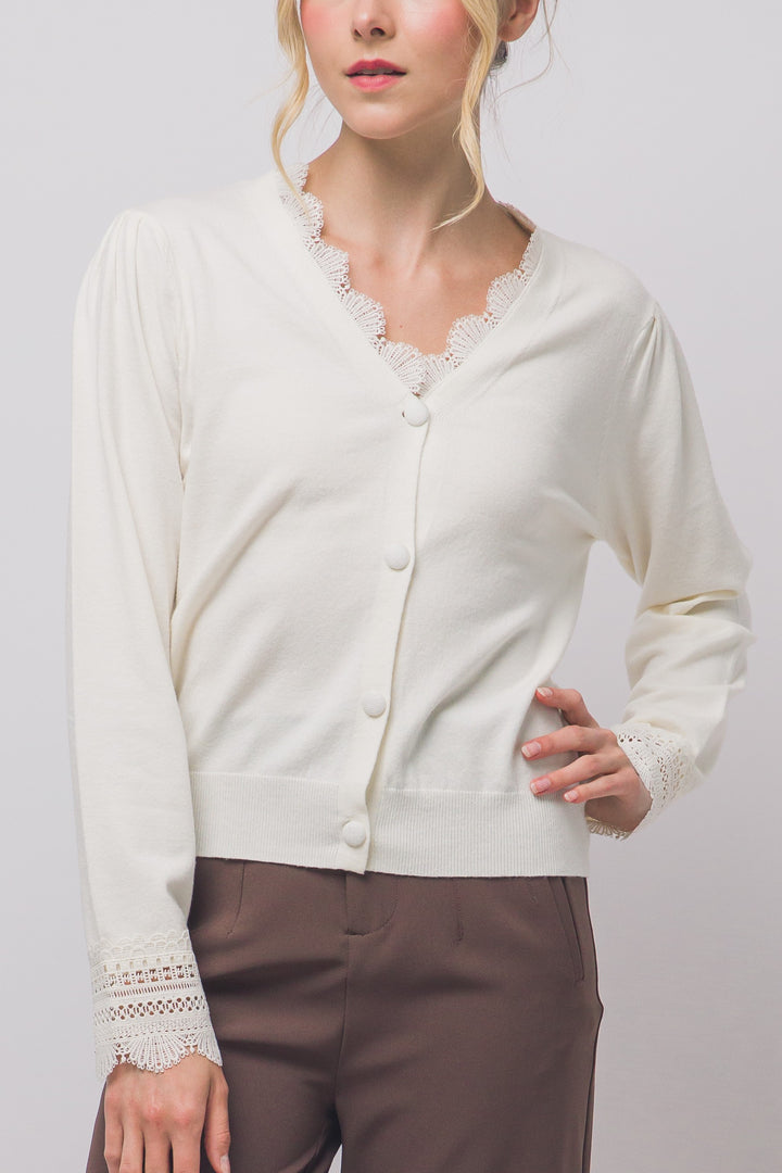 Ivory Lace Knit Cardigan