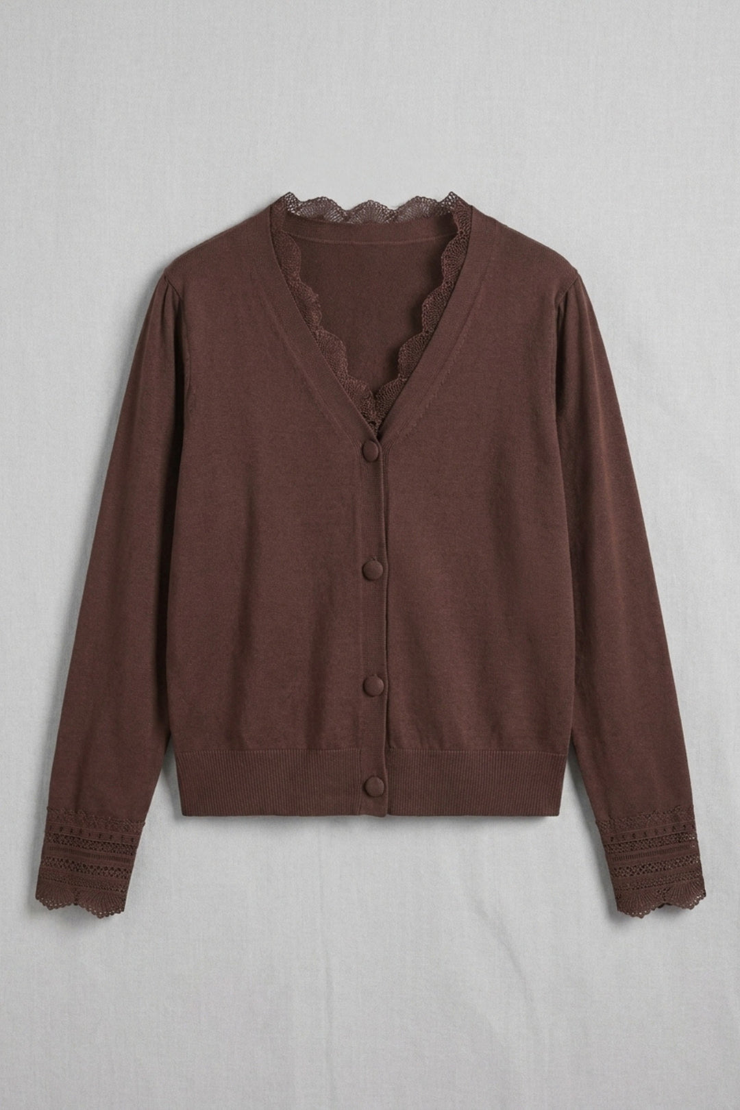 Chocolate Lace Knit Cardigan