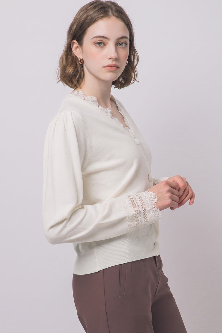 Ivory Lace Knit Cardigan