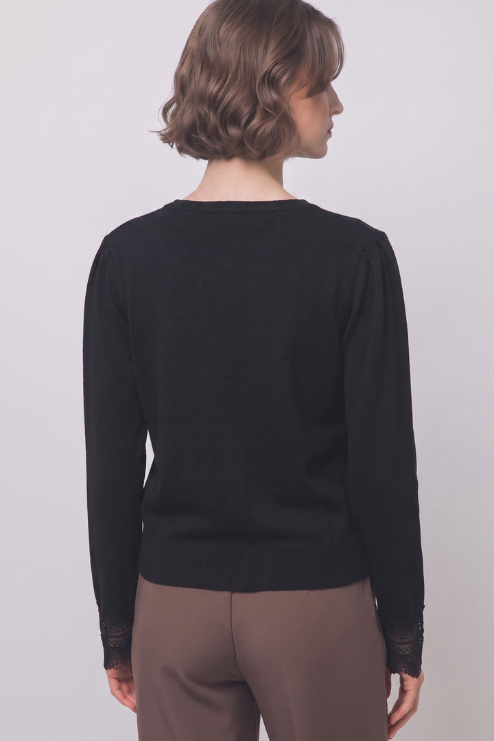 Black Lace Knit Cardigan