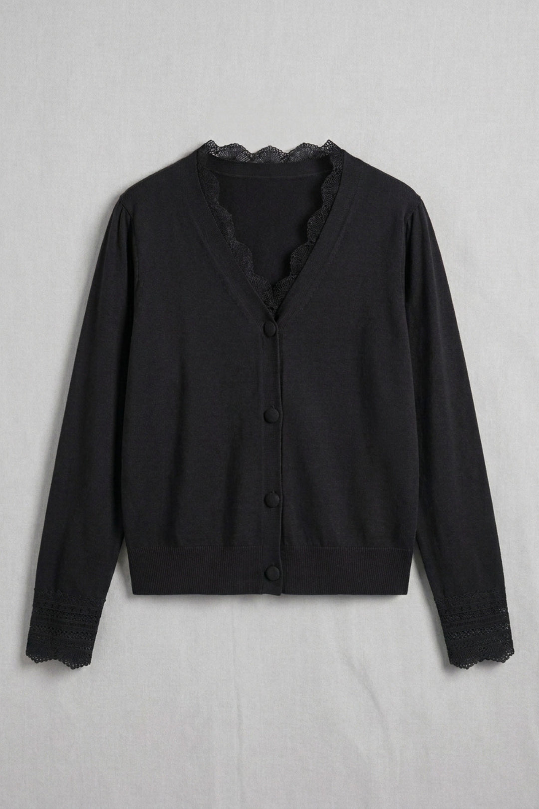 Black Lace Knit Cardigan