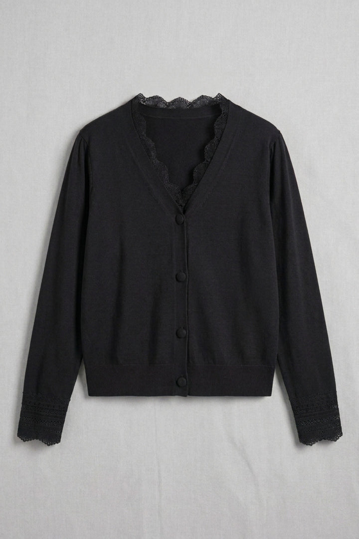 Black Lace Knit Cardigan