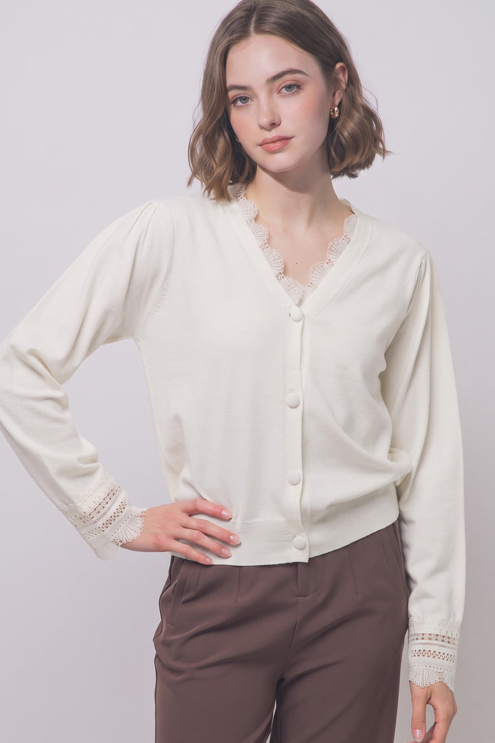 Ivory Lace Knit Cardigan