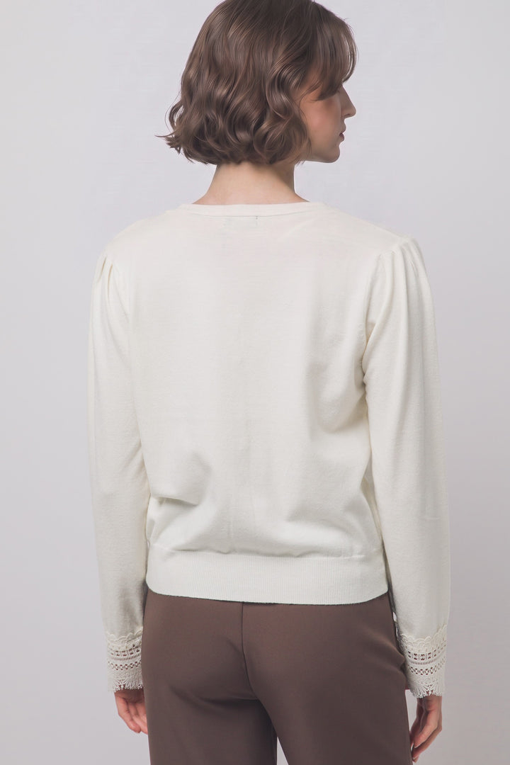 Ivory Lace Knit Cardigan