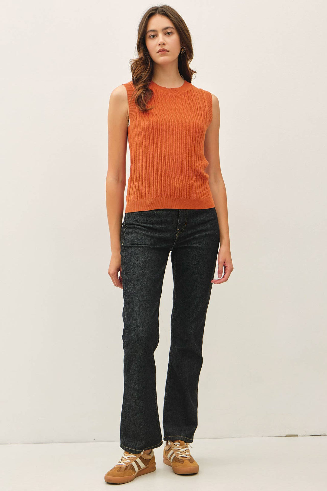 Terracotta Ribbed Sweater Tank