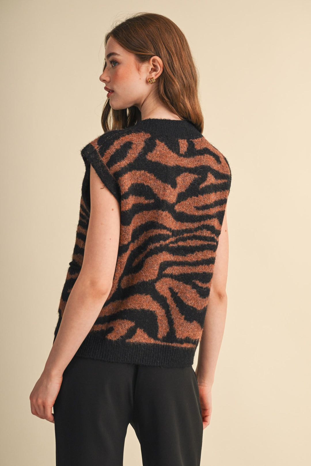 Tiger Stripe Knit Sweater Vest