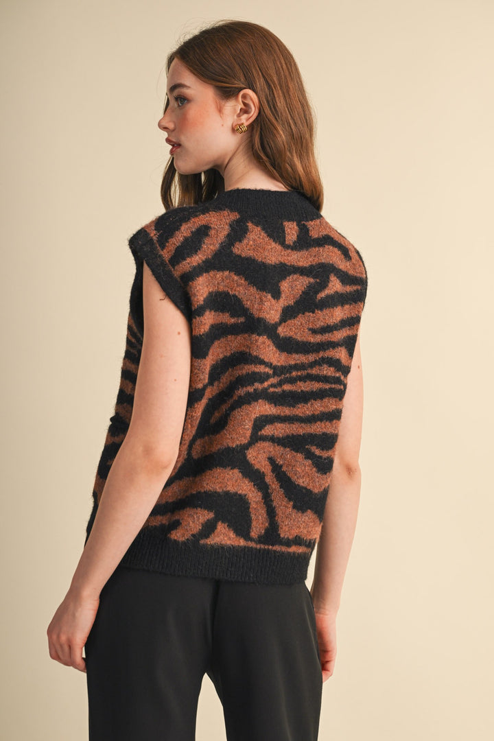 Tiger Stripe Knit Sweater Vest