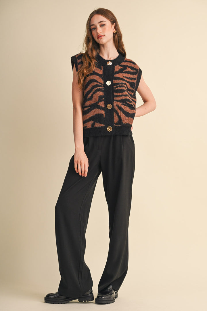 Tiger Stripe Knit Sweater Vest