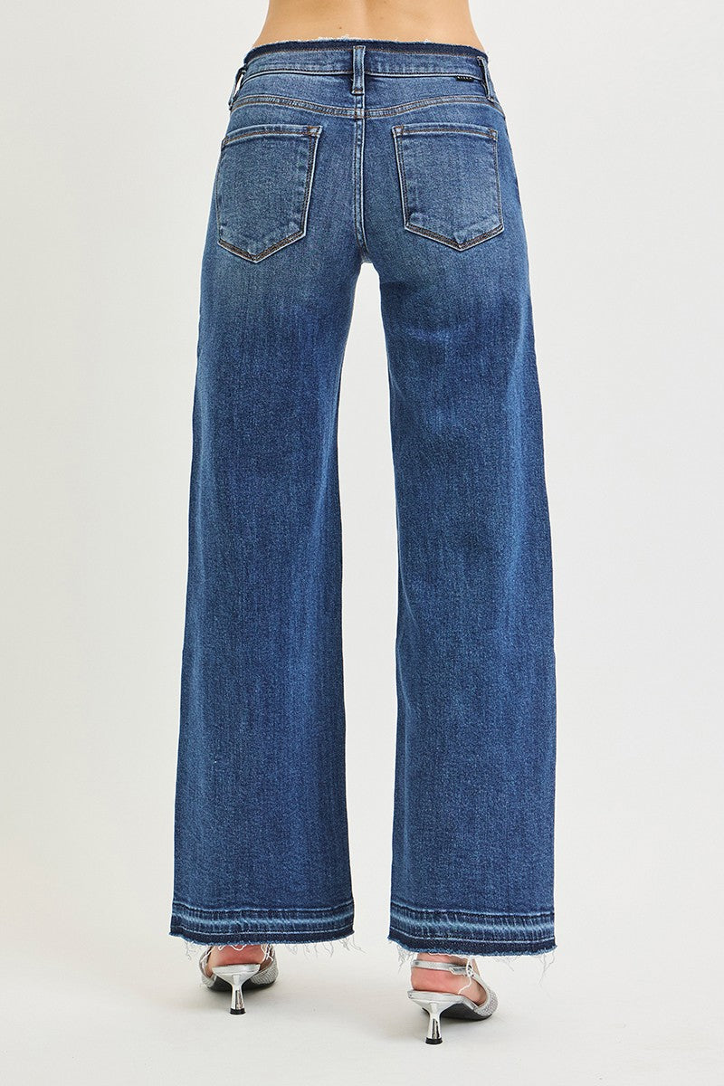 Risen Dark Low Rise Wide Leg Jeans