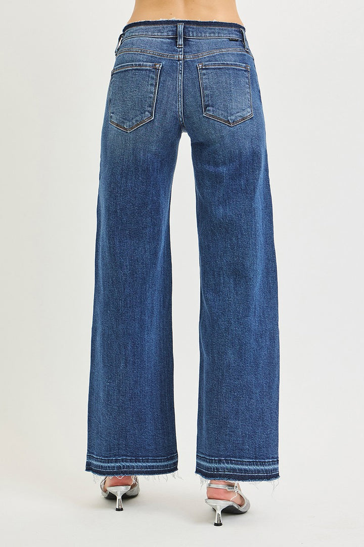 Risen Dark Low Rise Wide Leg Jeans