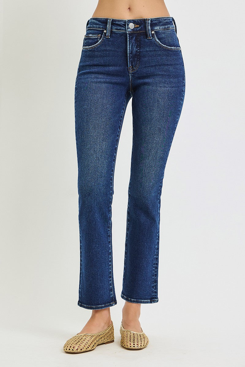 Risen Dark Mid Rise Slim Ankle Jeans