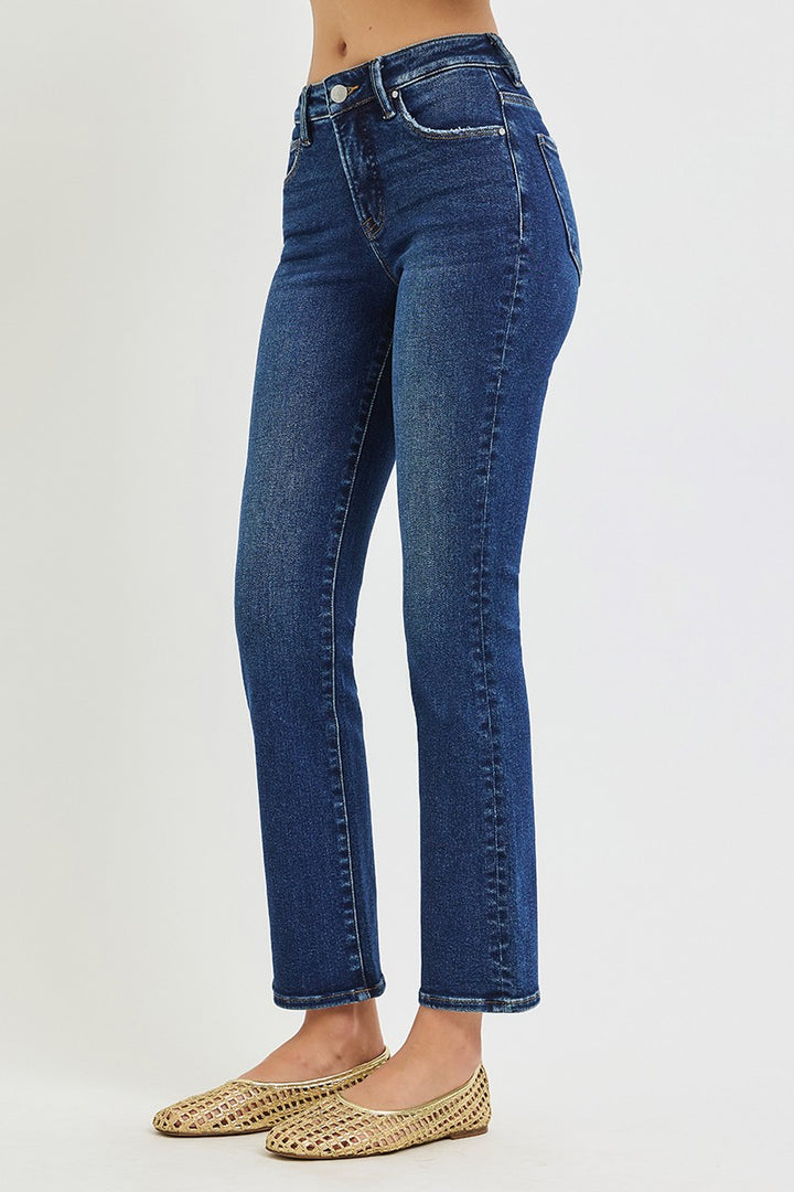 Risen Dark Mid Rise Slim Ankle Jeans