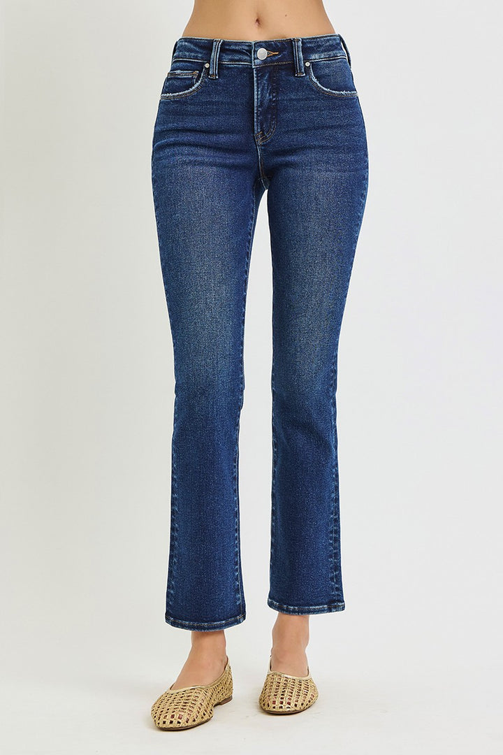 Risen Dark Mid Rise Slim Ankle Jeans