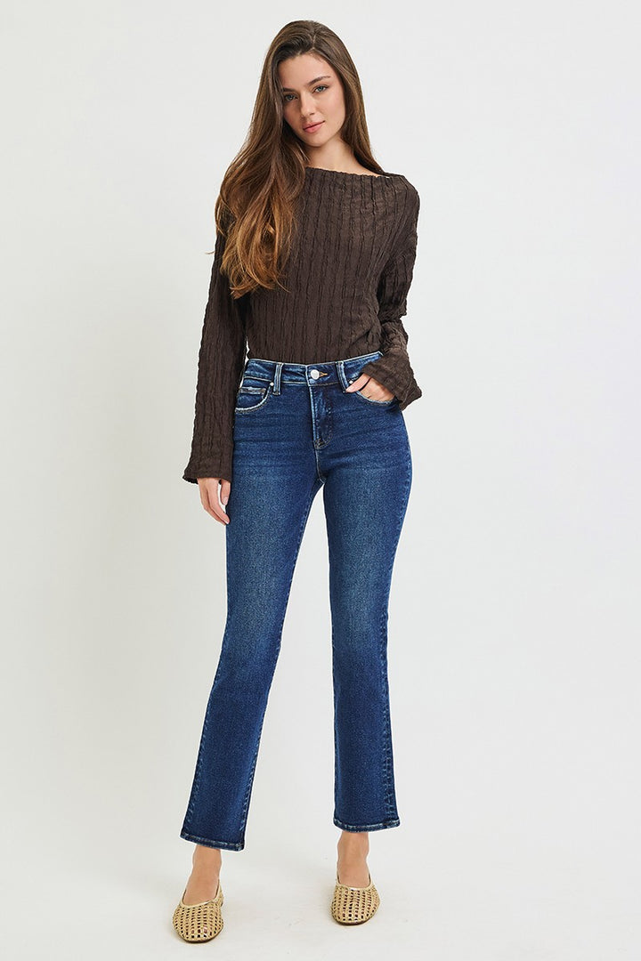 Risen Dark Mid Rise Slim Ankle Jeans