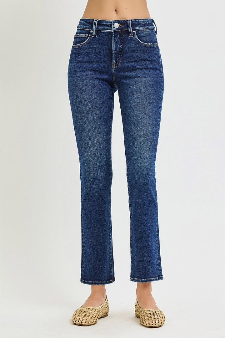 Risen Dark Mid Rise Slim Ankle Jeans