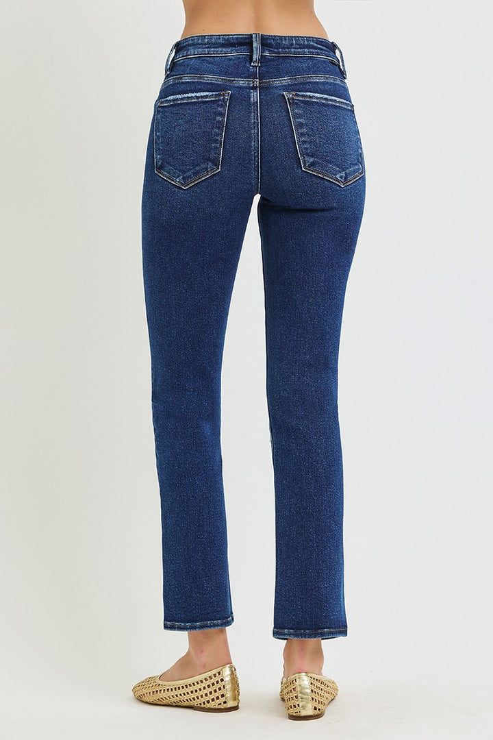 Risen Dark Mid Rise Slim Ankle Jeans