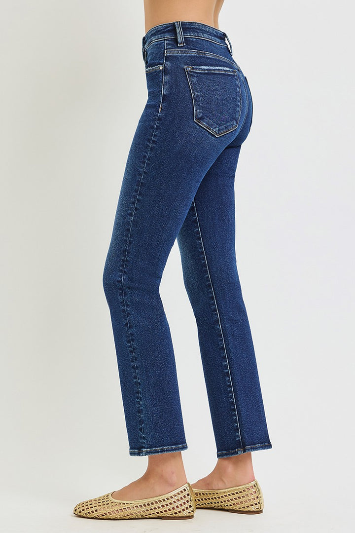 Risen Dark Mid Rise Slim Ankle Jeans