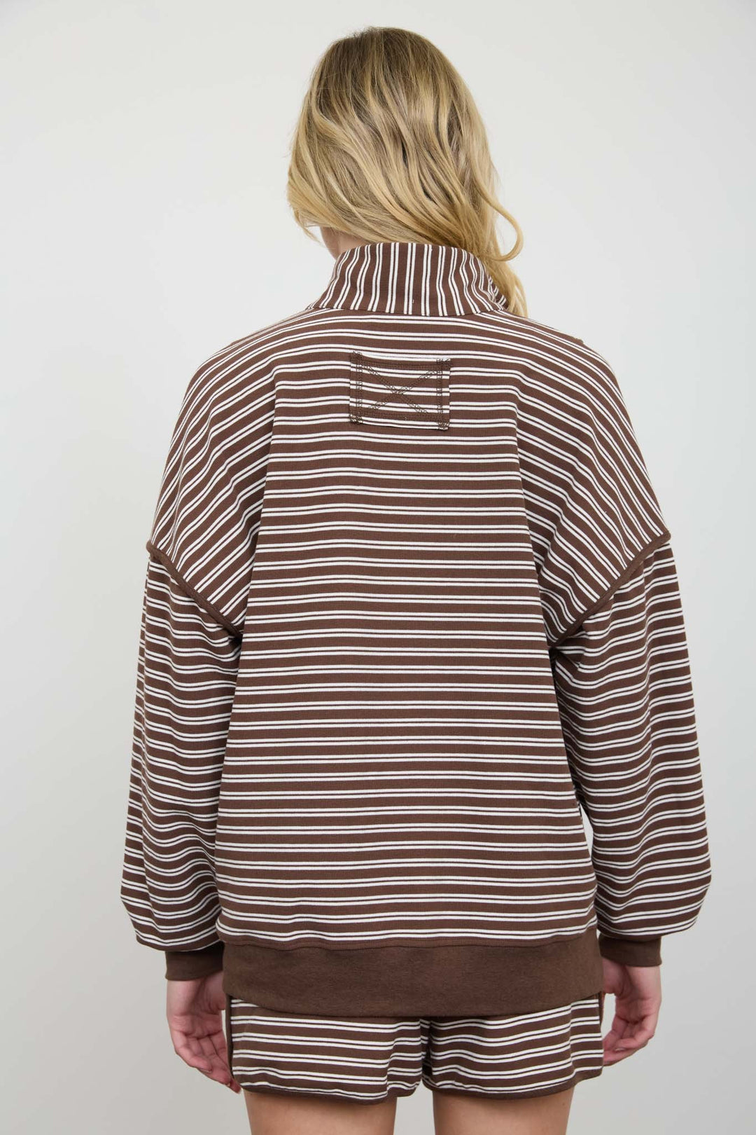 Chocolate Stripe Half Zip Top