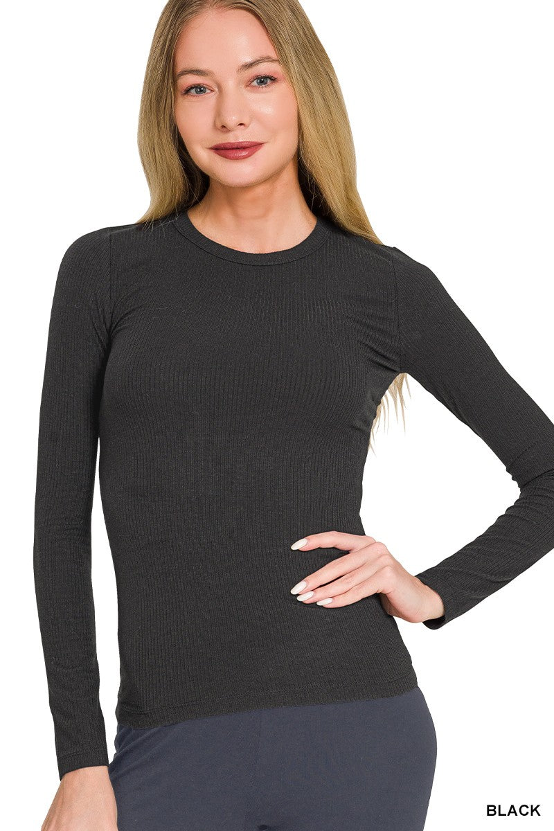 Black Fitted Round Neck Tee