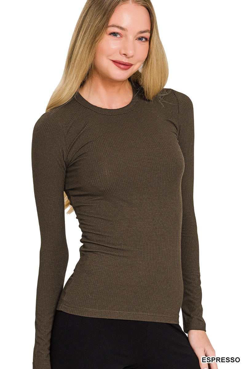 Espresso Fitted Round Neck Tee