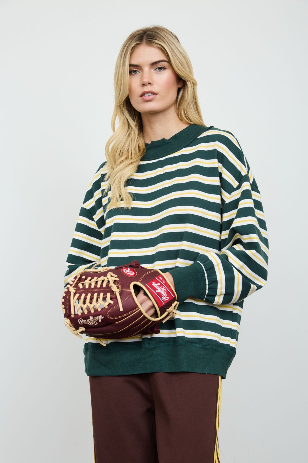 Hunter Green Stripe Wide Neck Top