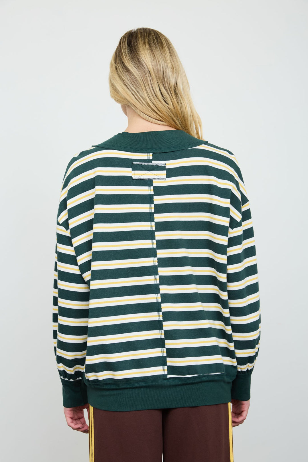 Hunter Green Stripe Wide Neck Top
