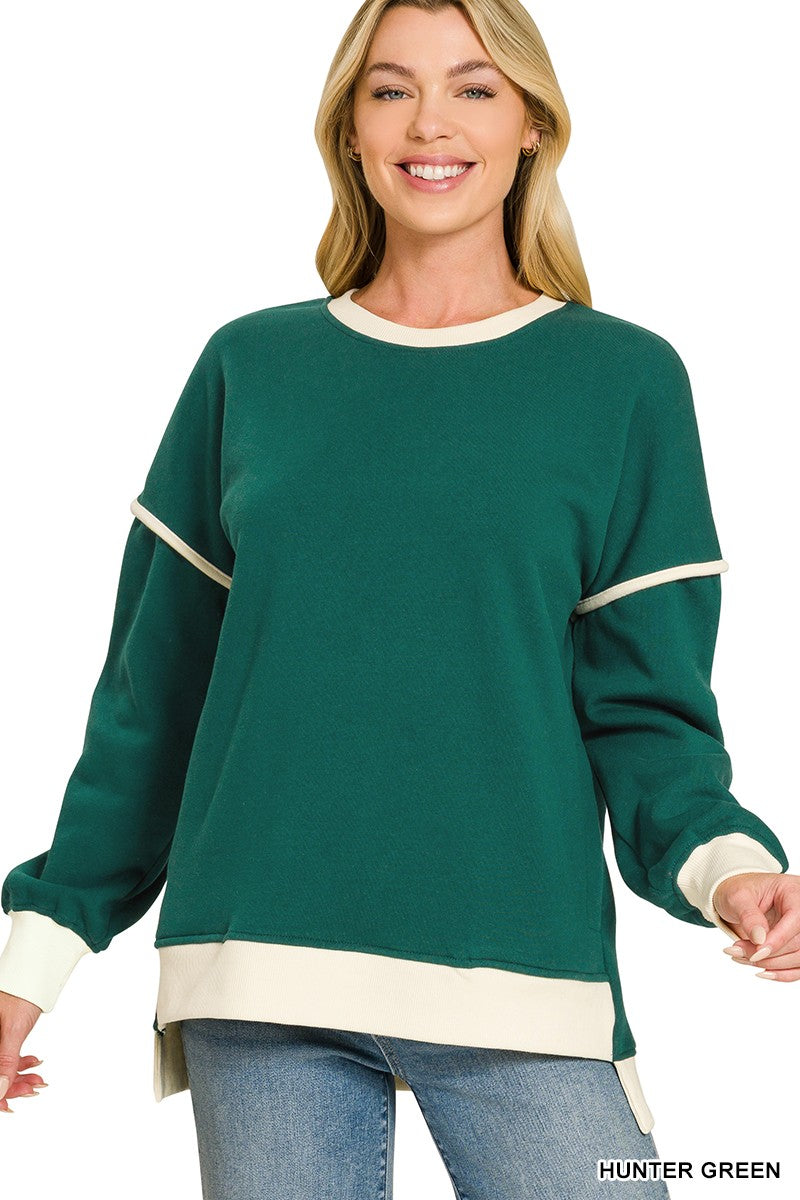 Hunter Green Trim Piping Sweatshirt