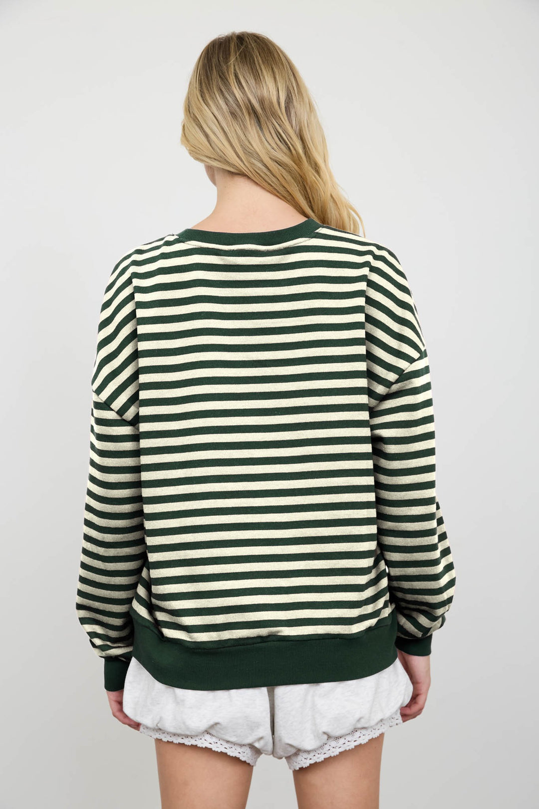 Hunter Green Stripe Long Sleeve Knit Top