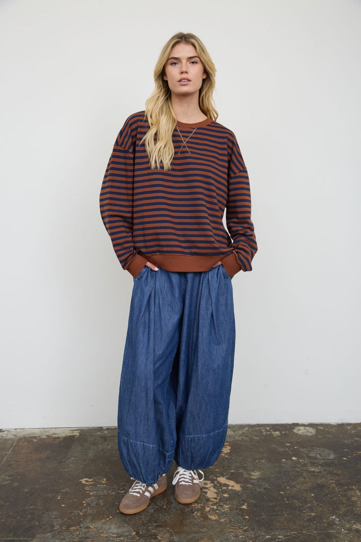 Rust Stripe Long Sleeve Knit Top