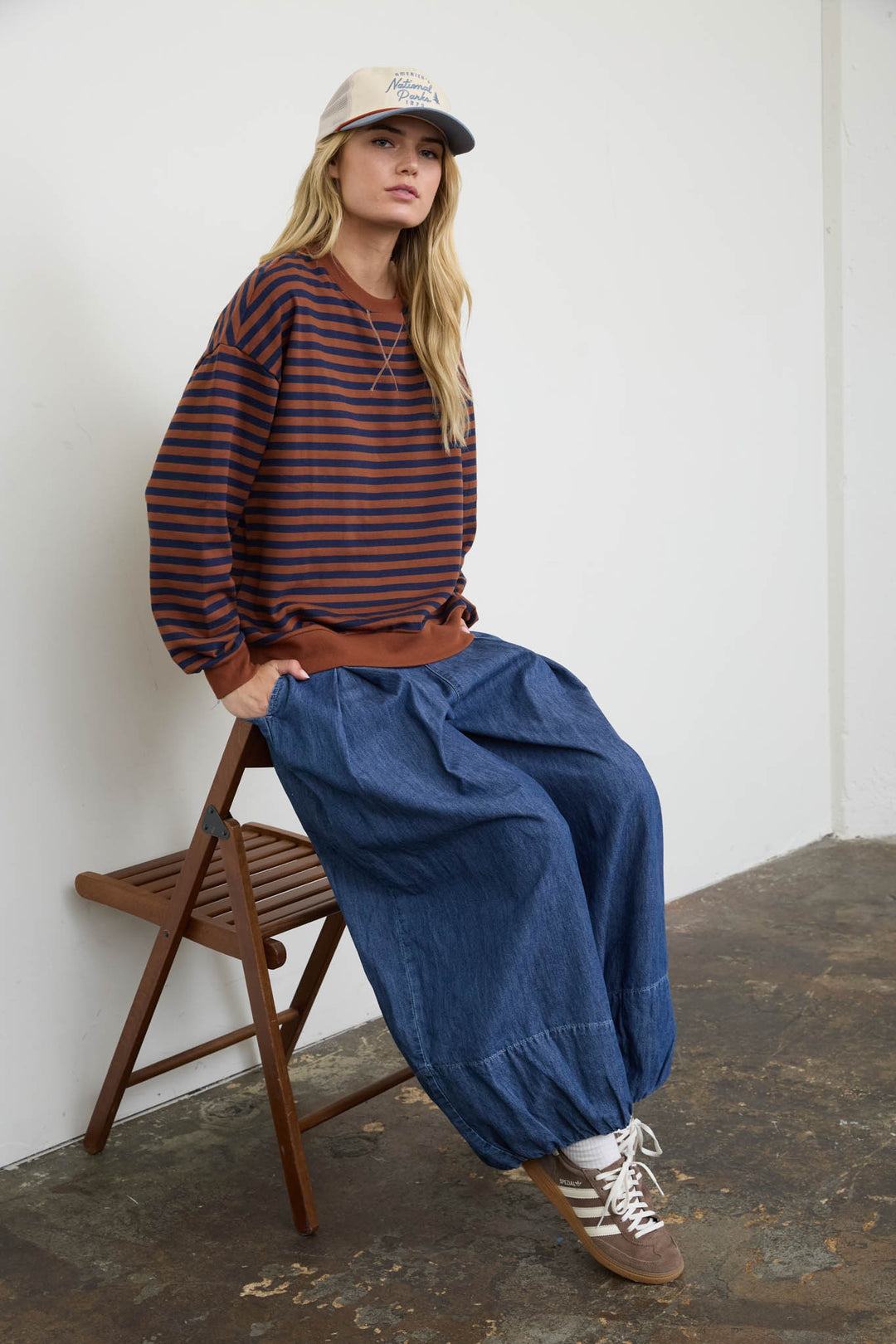 Rust Stripe Long Sleeve Knit Top