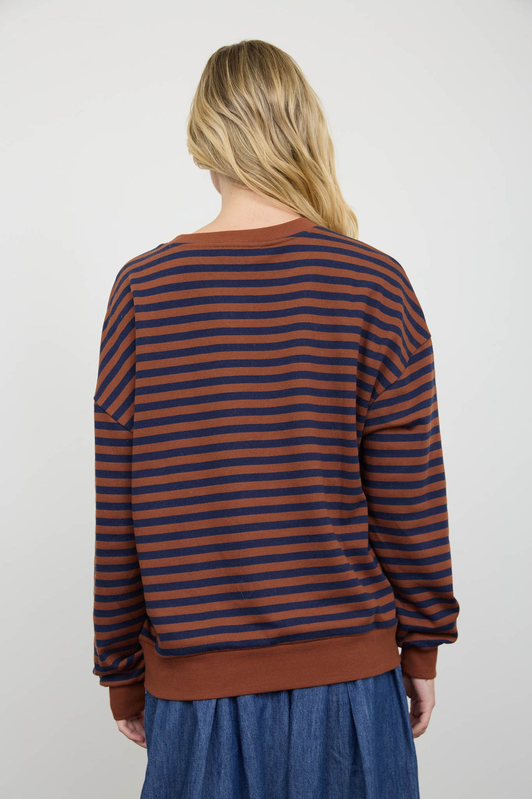 Rust Stripe Long Sleeve Knit Top