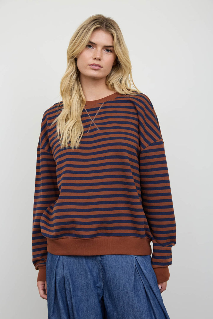 Rust Stripe Long Sleeve Knit Top