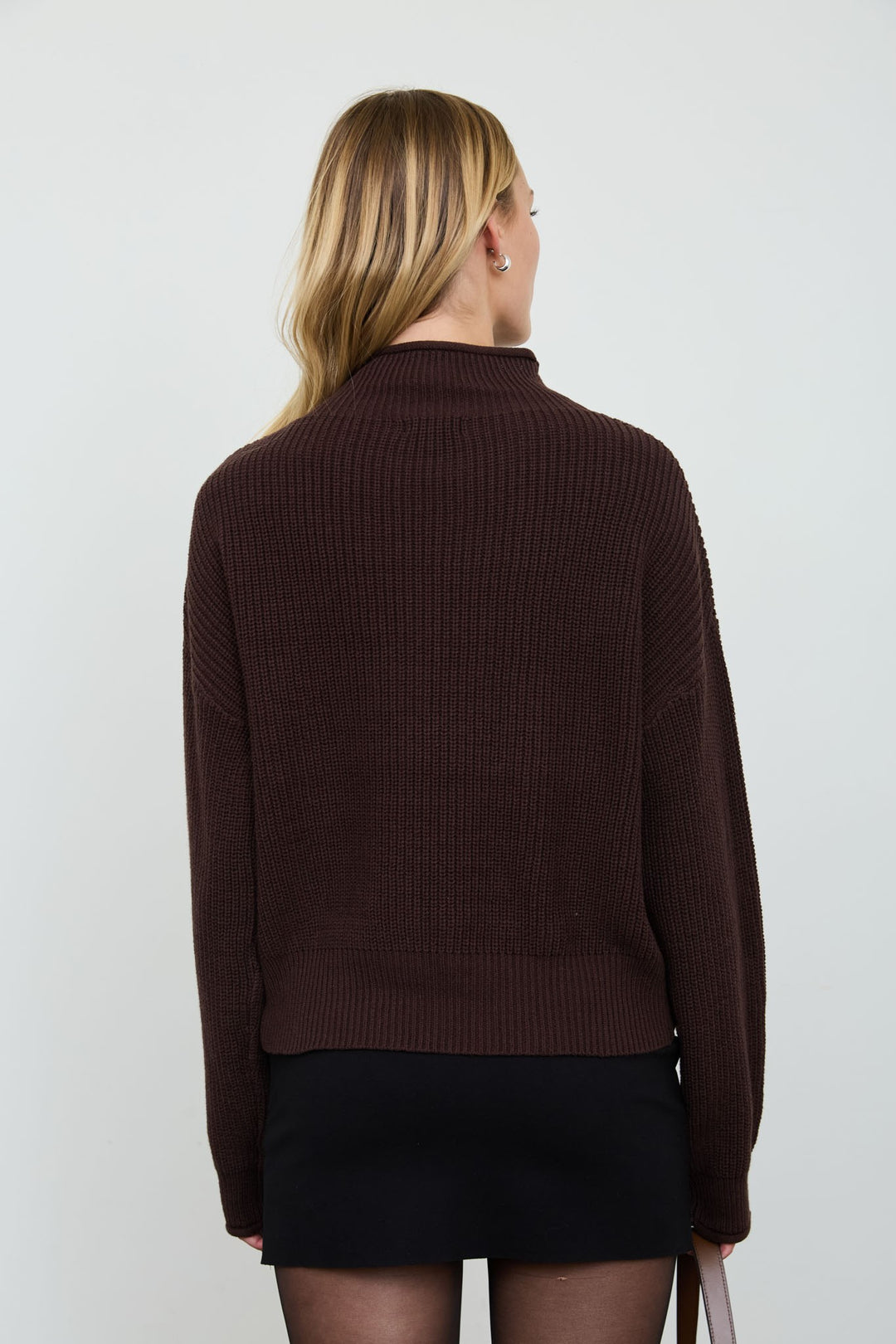 Chocolate Brown Mock Neck Sweater