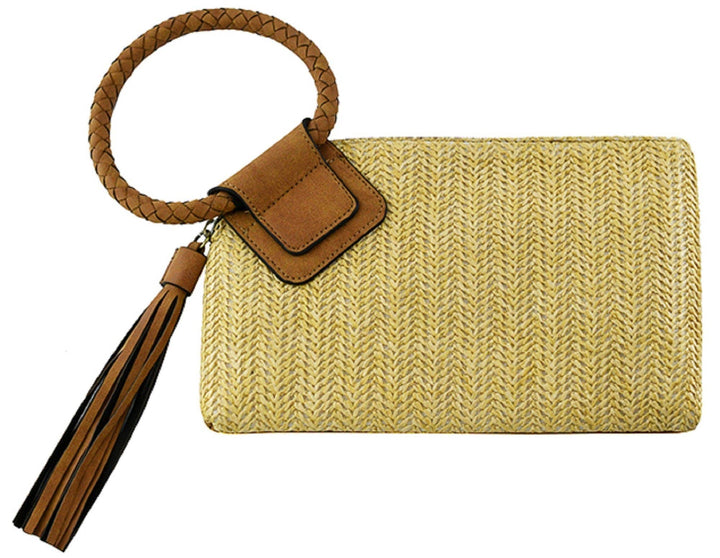 Cheyenne Tan Straw Wristlet/Clutch
