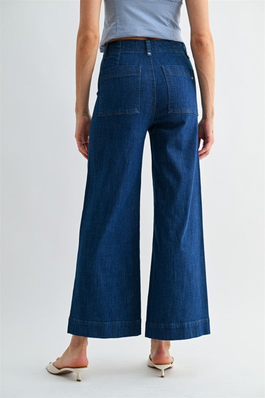 High Rise Wide Leg Ankle Jeans