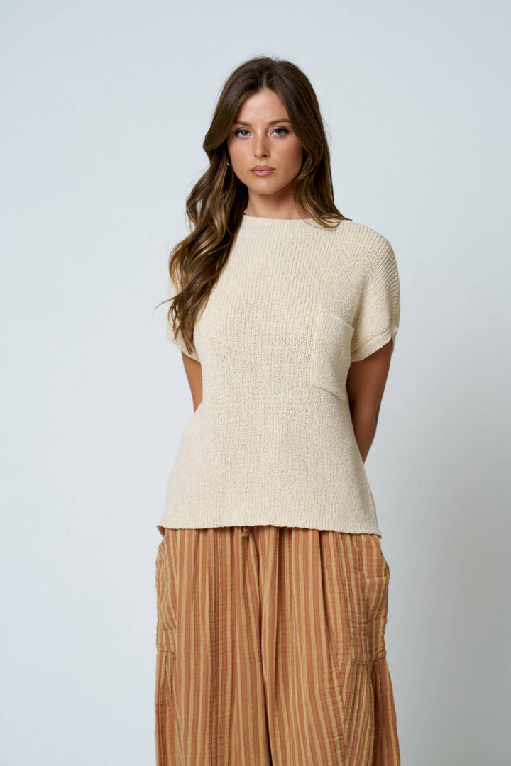Oatmeal Short Sleeve Sweater