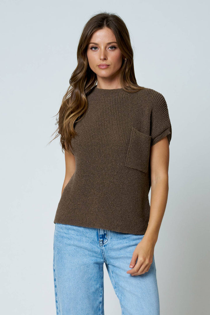 Light Mocha Short Sleeve Sweater