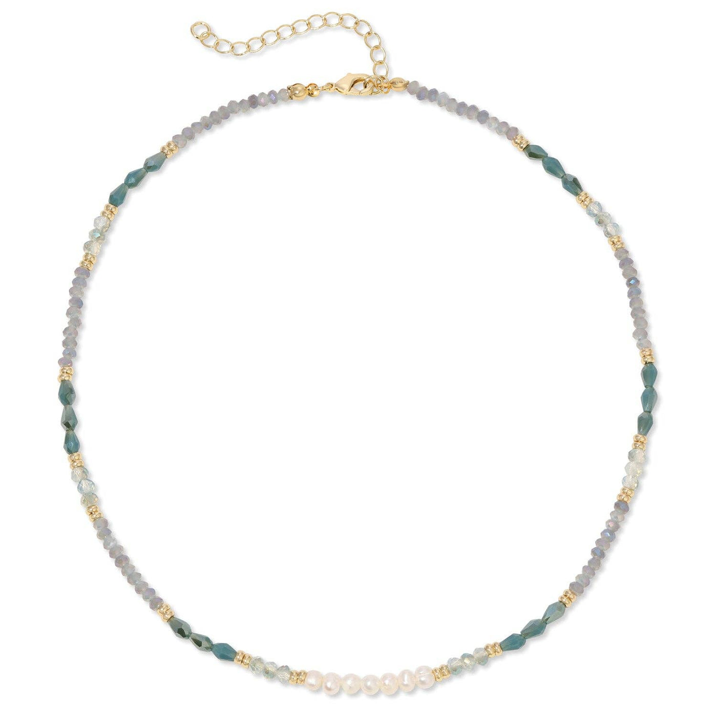 Grey & Teal Pearl Collar Necklace