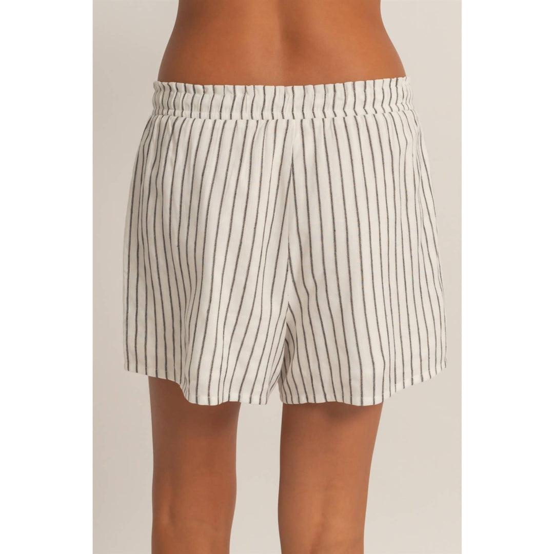 Black Striped Drawstring Shorts