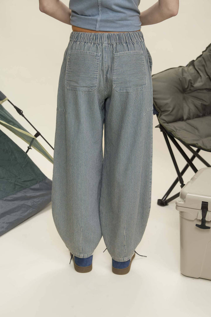 Denim Stripe Parachute Pants