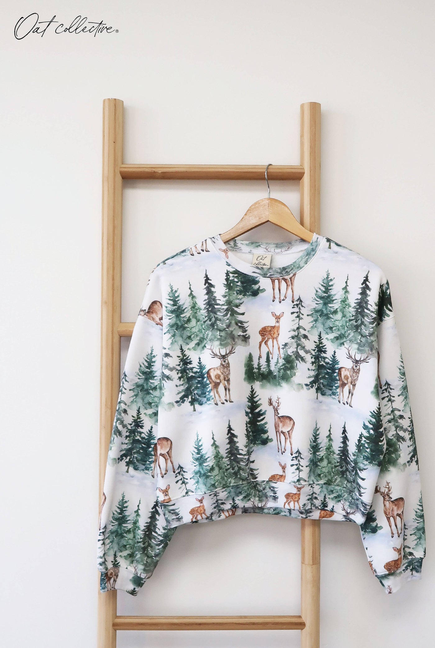 Reindeer Cropped Graphic Sweatshirt