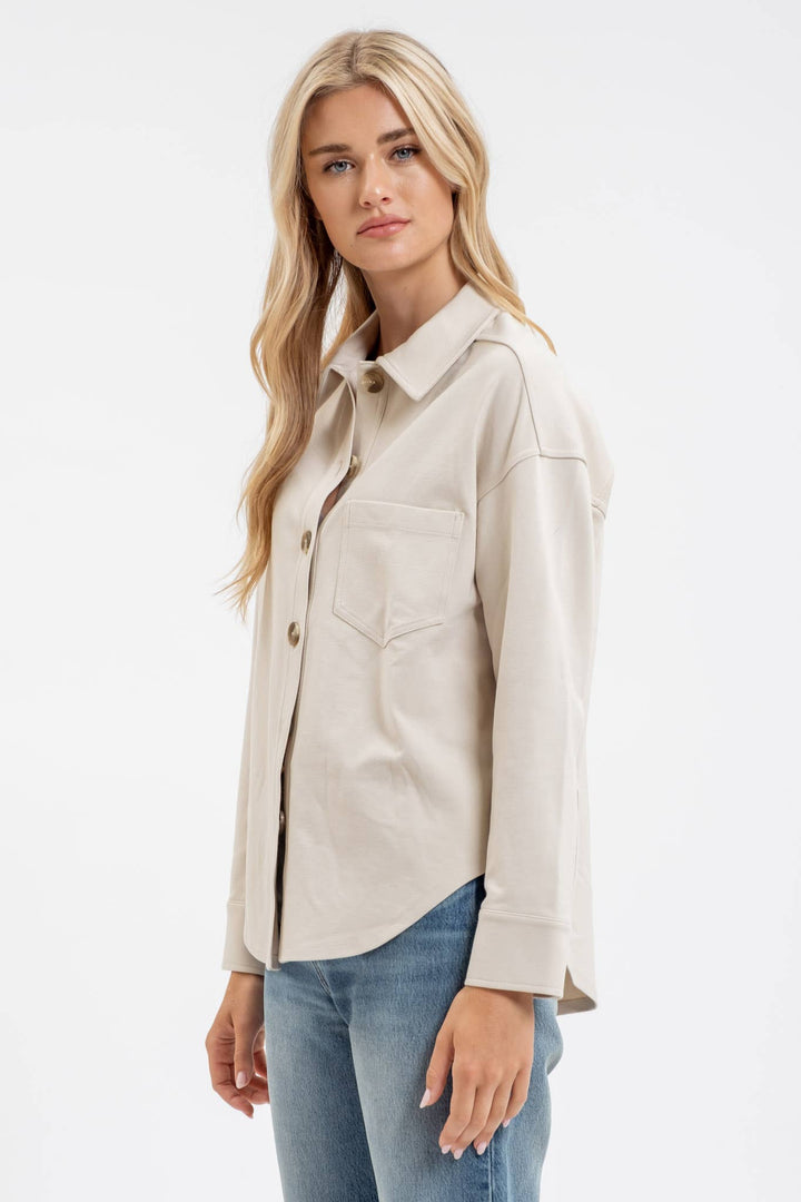 Cream Button Down Shacket