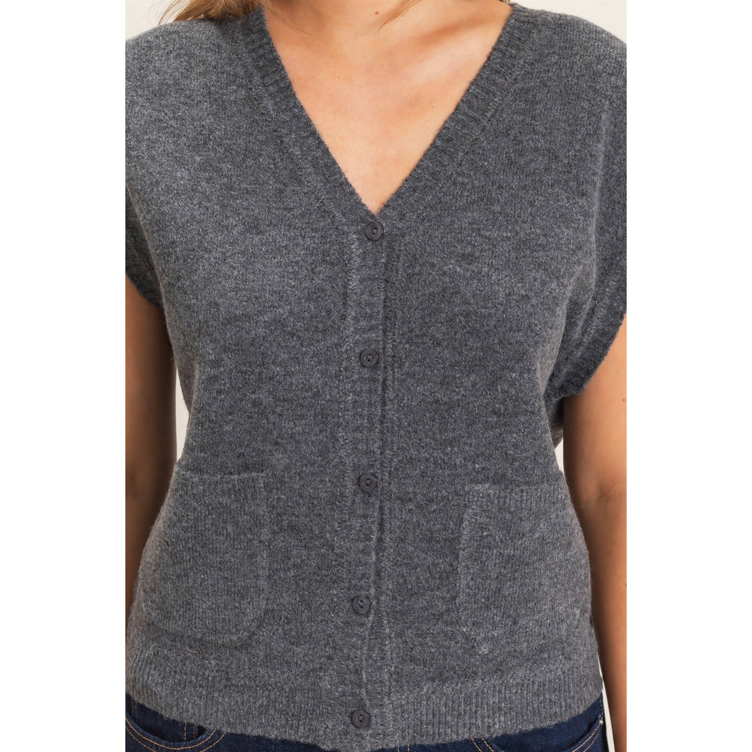 Charcoal Buttoned Sweater Vest