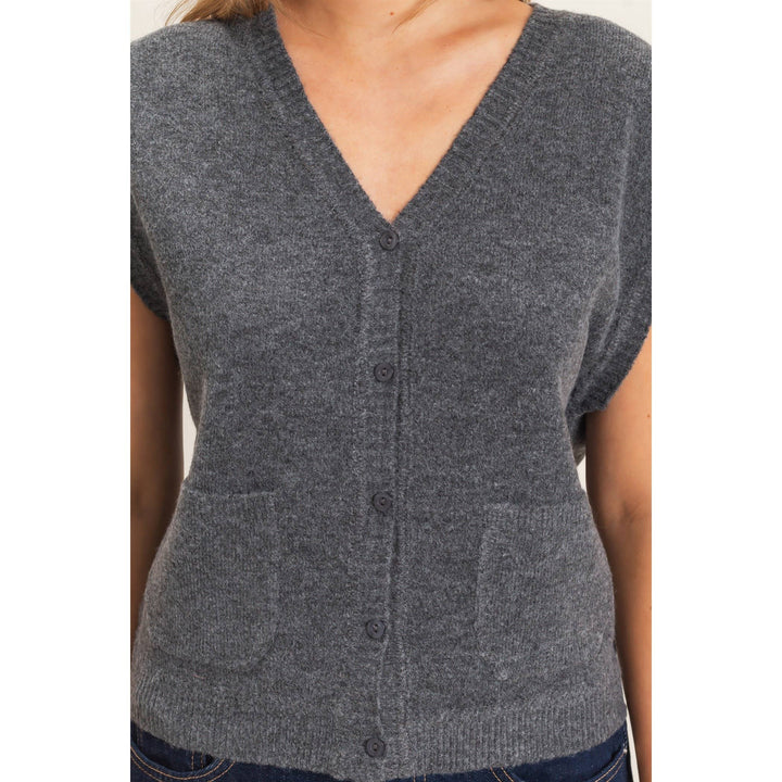 Charcoal Buttoned Sweater Vest