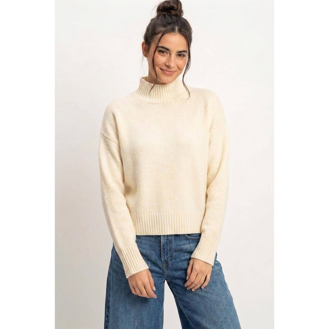 Cream High Neck Sweater