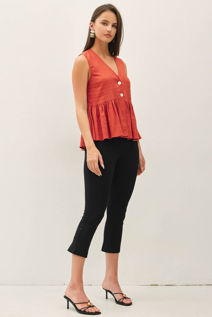 Terracotta Airy Peplum Top