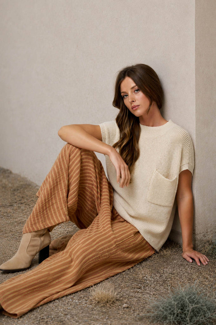 Oatmeal Short Sleeve Sweater