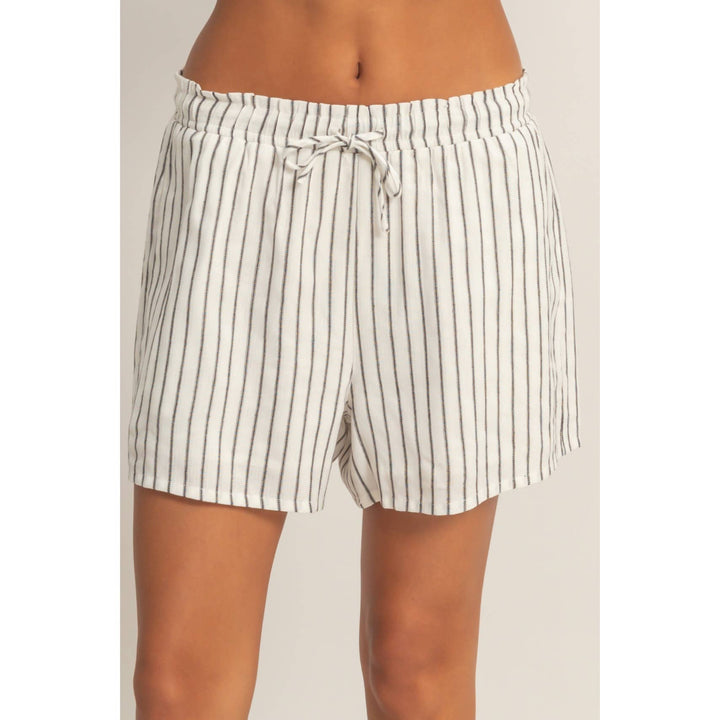Black Striped Drawstring Shorts