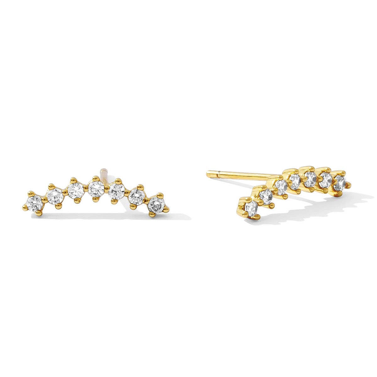 Gold Crawler Stud Earrings